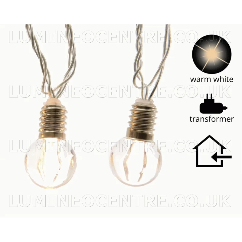 Lumineo 20 Warm White LED Light Bulb Shape Bauble Lights