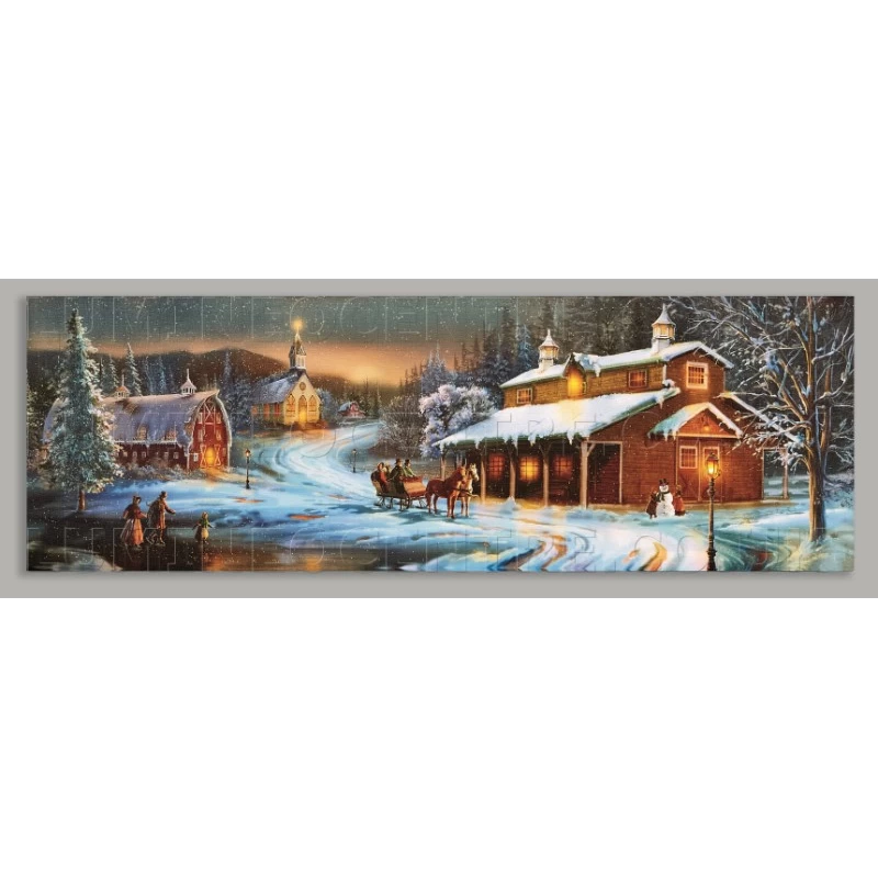 Premier LED Winter Barn Scene Canvas 75cm x 25cm Premier LED Winter Barn Scene Canvas 75cm x 25cm