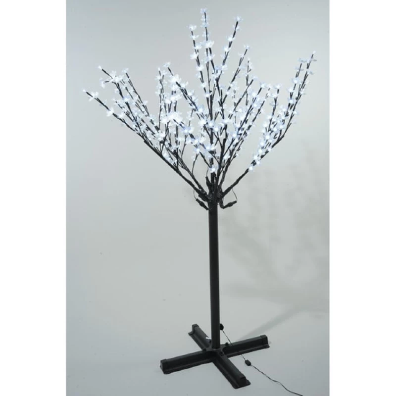 Lumineo 215cm 600 Cool White LED Pre-lit Outdoor White Blossom Christmas Tree